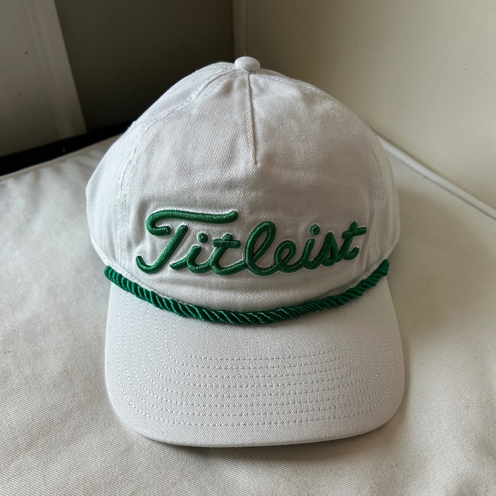 Titleist White Baseball Cap with Green Logo and Trim